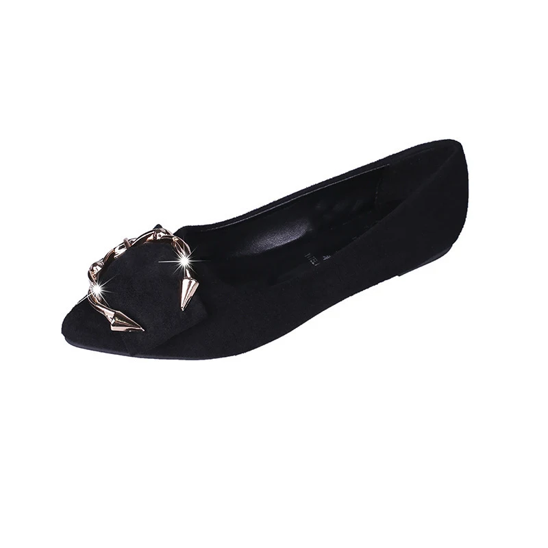 Women's Suede Flat Heel Metal Bow Pointed Toe Shoes provide all-day comfort and add a stylish touch to any outfit. — photo 5