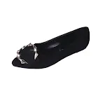 Women's Suede Flat Heel Metal Bow Pointed Toe Shoes provide all-day comfort and add a stylish touch to any outfit. — photo 5