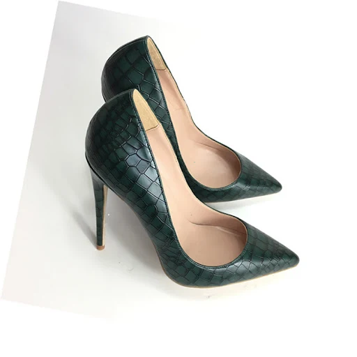 Title 3, New dark green stone pattern high heels. Elevat...