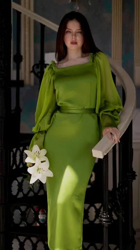 Title 9, Lace-up Waist-tight Chiffon Dress, designed to ...