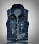 Legal novo coreano fino ajuste jeans masculino colete leve jaqueta ombro tendência buraco grande colete — foto 4