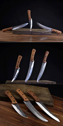 Title 8, Razor sharp butcher knife with a three-piece bl...