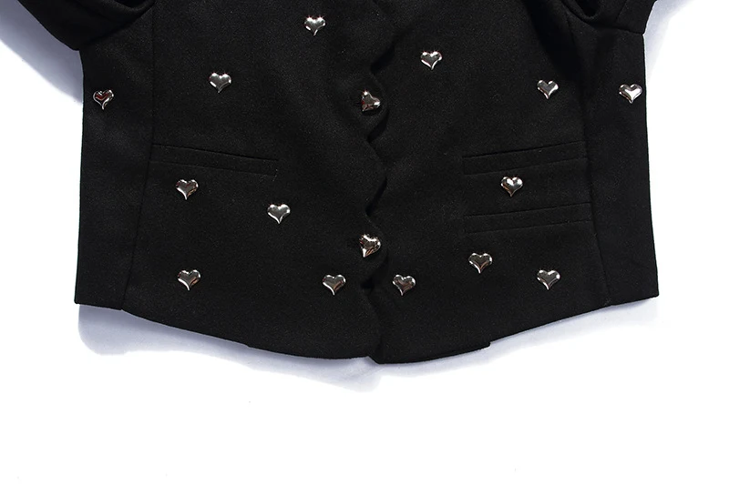 Title 16, Heavy Industry Black Love Heart Wool Tweed Shor...