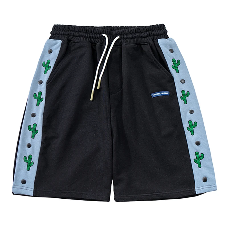 Casual shorts met cactusprint en gekleurde stiksels voor heren en dames, ideaal voor een relaxte look, comfortabel en stijlvol. — foto 1