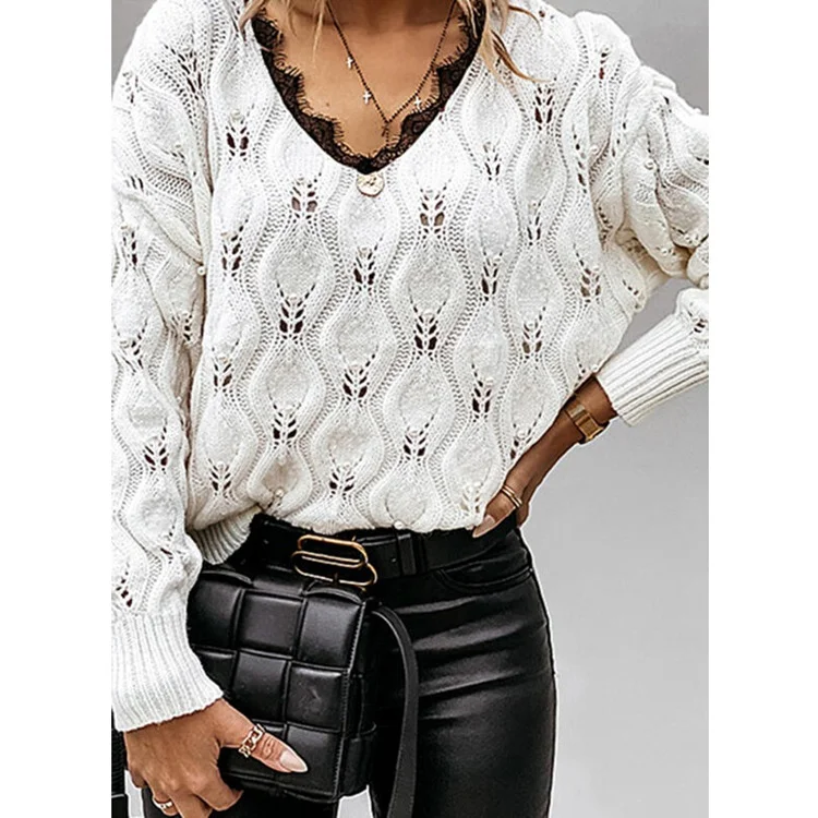 Title 3, Maglione lavorato a maglia sciolto a forma di c...