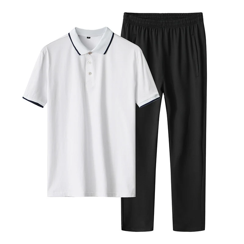 Plus Size Leisure Two-piece Ice Silk Father Sportswear, comfortable and breathable athletic wear perfect for active dads — photo 2