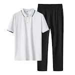 Plus Size Leisure Two-piece Ice Silk Father Sportswear, comfortable and breathable athletic wear perfect for active dads — photo 2