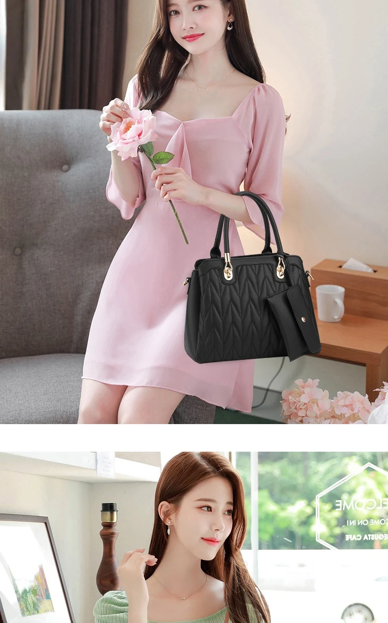 Bolsa de mão bordada com padrão de diamante e grande capacidade, ideal para quem busca moda e espaço para seus pertences com elegância. — foto 15