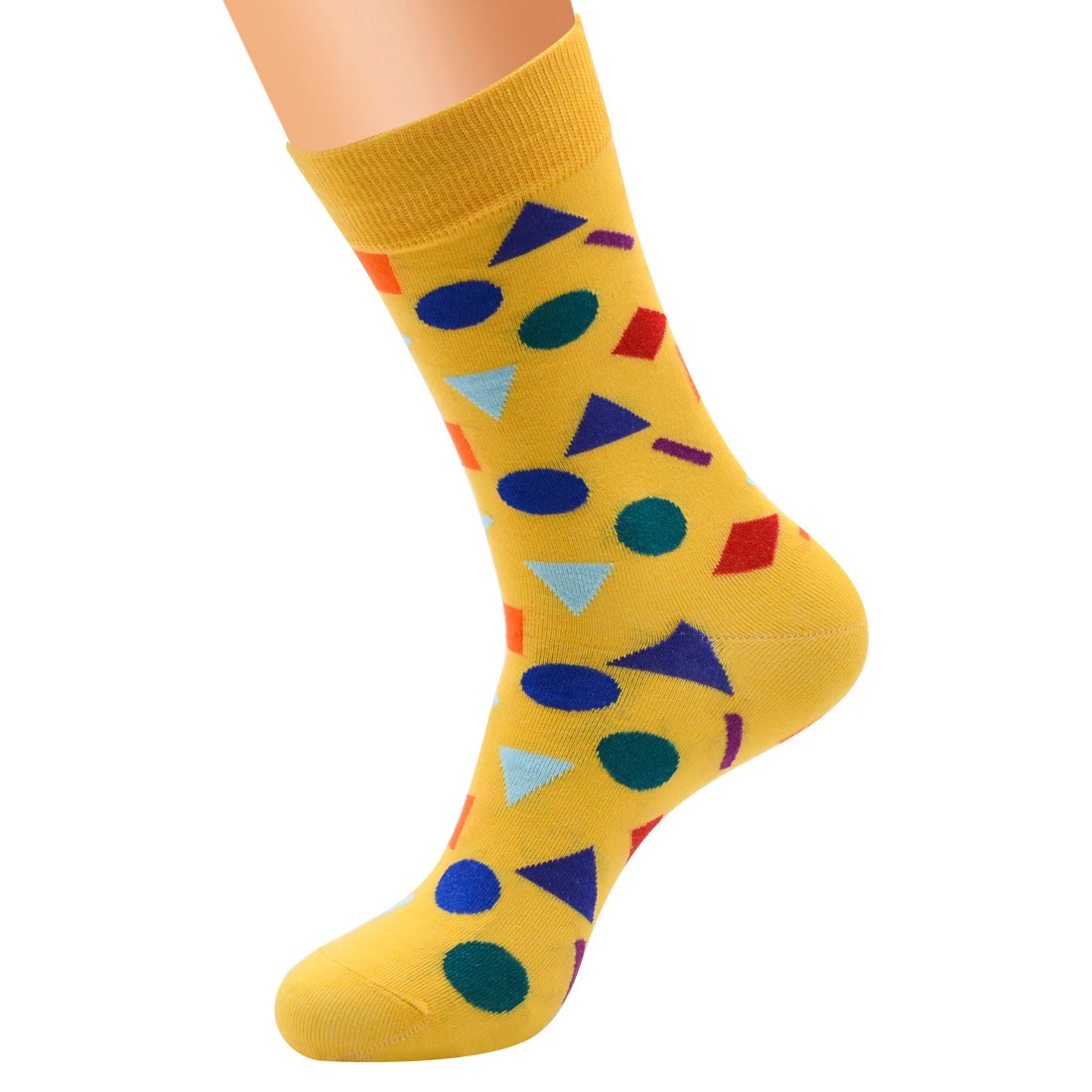 Title 2, Mens Cotton Long Socks, Geometric Contrast Col...