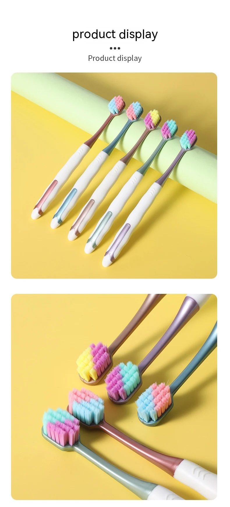 Escova de dentes familiar com cabeça larga e cerdas duplas macias, cores variadas, ideal para uma limpeza suave e eficaz. Kit completo. — foto 5