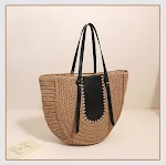 Bolso de paja francés de hombro semicircular gran capacidad ideal para playa, compras y uso diario. Amplio, elegante y práctico. — foto 4