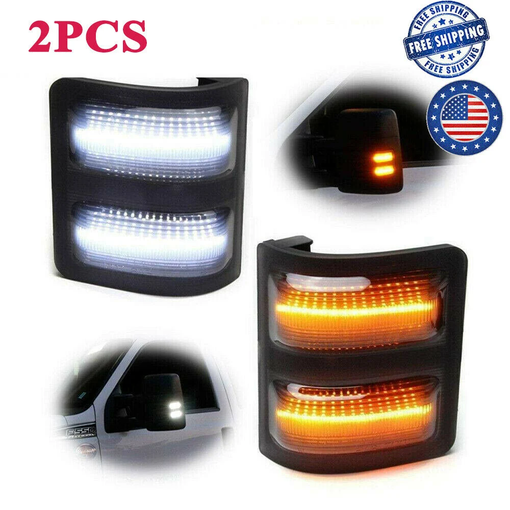 Car Front Mirror Lights 3 Grids Always On and Running Water Effect, Enhancing Visibility and Safety During Night Drives. — photo 9