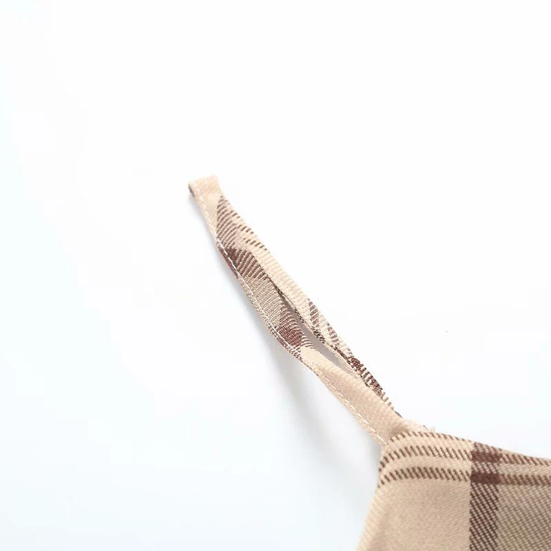Title 6, Camisole retrô xadrez com laço, estilo europeu ...