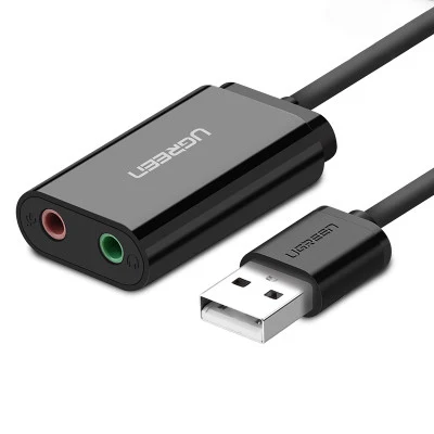 Title 2, 3.5mm Audio Sound Card Headphone Converter. Enh...