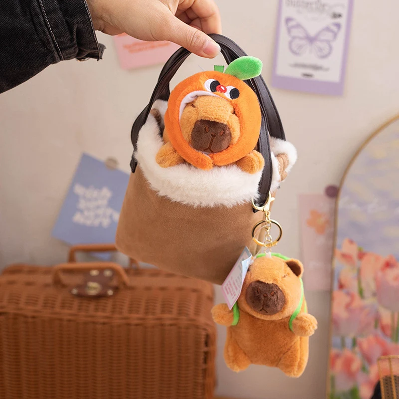 Pelúcia Capivara Capabala Mini Pingente para Bolsas de Meninas, Bichinho de Pelúcia Porquinho da Índia, Enfeite Chaveiro — foto 4