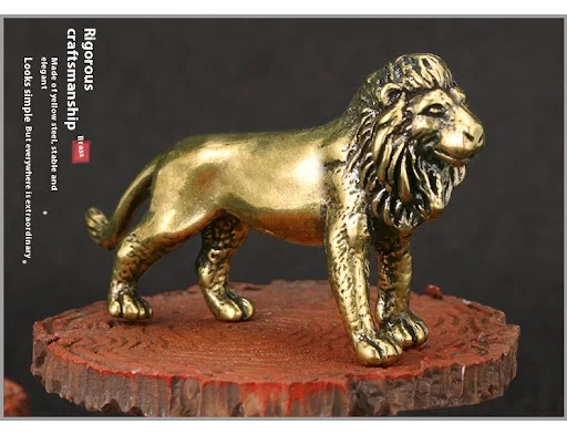 Title 3, Domineering Lion Brass Tea Ornaments Distressed...