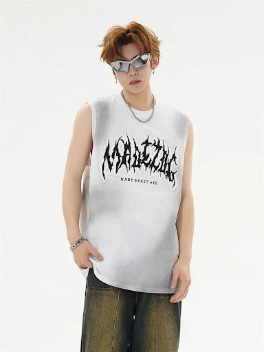 Title 5, Punk Inkjet Distressed Dirty Vest For Women