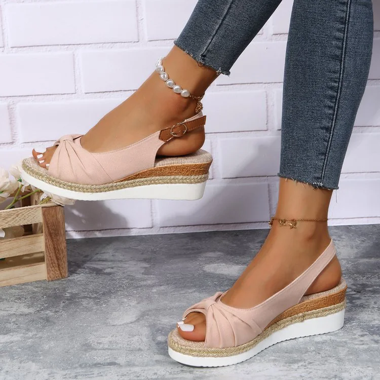 Title 6, Sandali con plateau peep toe estivi Bow Shoes c...