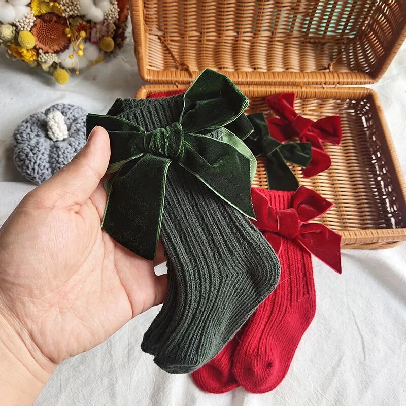 Title 1, Baby Bowknot Woolen Pure Color Tube Socks