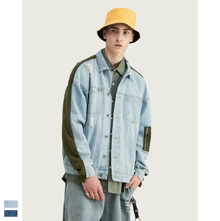 Moletom de denim rasgado, estilo descontraído. Conforto e tendência em uma peça só. Perfeito para um visual casual e moderno. Ideal para qualquer ocasião. — foto 1