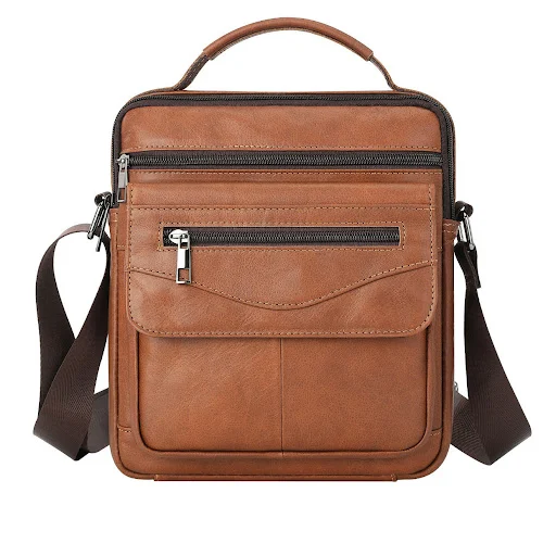 Title 3, Mens Shoulder Bag in First Layer Cowhide, Styl...