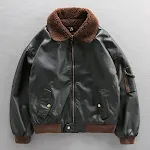 Men's Air Force Pilot Fleece-Lined Thick Leather Coat. Warm leather jacket, perfect for cold weather. Durable and stylis — photo 5