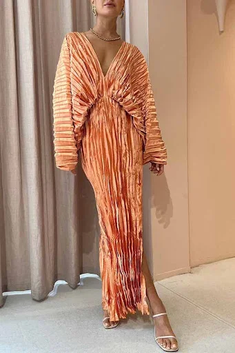 Title 8, Solid Color Pleated Elastic Waist Dress