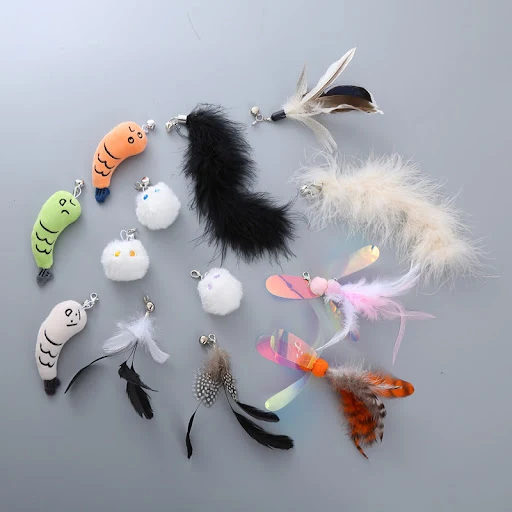 Cat Stick Telescopic Rod DIY Tool 2PCS Cat Toy Feather Replacement Head Bells Feather Freely Change Combinations Multi-t — photo 3