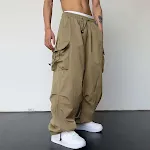 Men's Nylon Quick-drying Overalls High Waist Wide Leg Pants Leisure Drawstring Comfortable and versatile for everyday we — photo 20