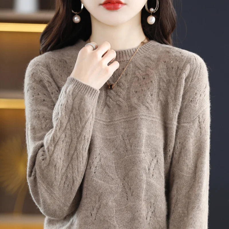 Title 5, Womens Heavy Industry Jacquard Round Neck Pure...