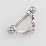 Piercing para mamilos em formato de U com diamantes rosa, acessório corporal, realce a beleza e sensualidade com joias únicas. — foto 12