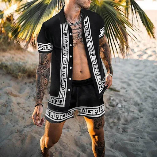 Title 4, Shorts masculinos casuais soltos de praia com c...