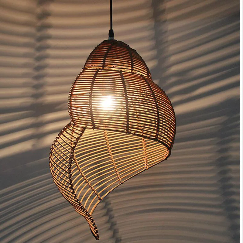 Title 11, NEW Snail Rattan Pendant Light, Creative Art, S...