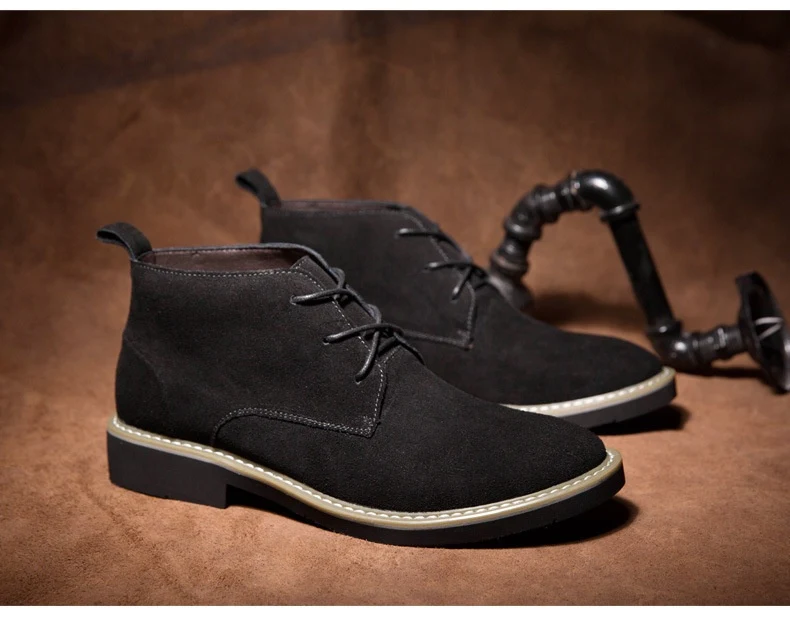 Title 13, Mens Inner Elevator Mid-top Boots Cowhide Sued...