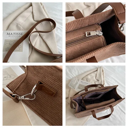 Title 8, Corduroy Large-capacity Generous Bag One-should...