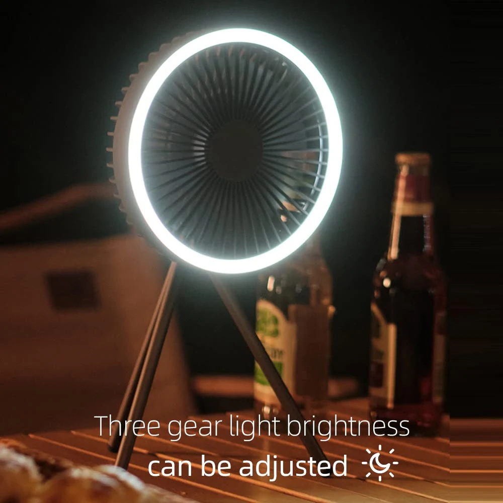 Ventilador de teto portátil para camping, tripé duplo, luz e ventilador USB, pequeno e versátil para tenda, perfeito para atividades ao ar livre. — foto 9