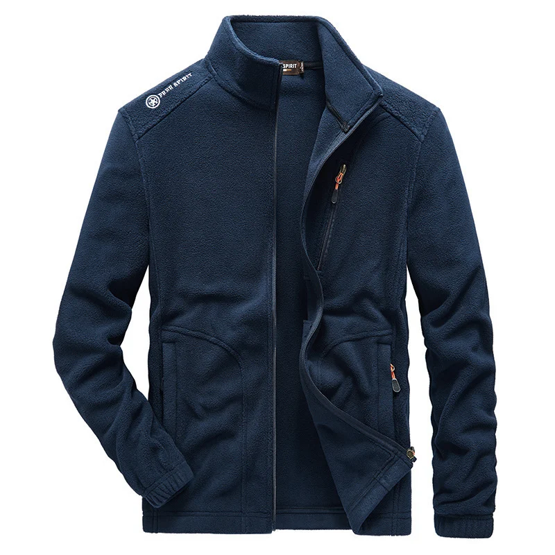 Men's Thick Warm Fleece Jacket Fashion Unhooded Jacket Perfect for Cold Weather Comfortable and Stylish Winter Coat. — photo 8