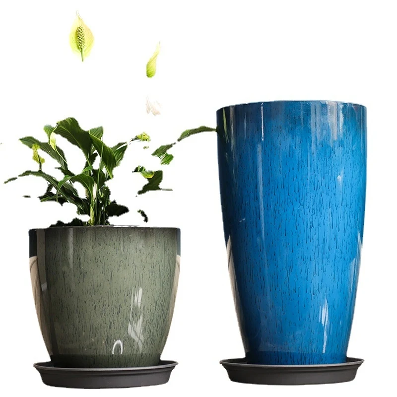 Ceramic Tray With High Waisted Round Mouth Flower Pot Display your flowers beautifully and add a touch of elegance to an — photo 19