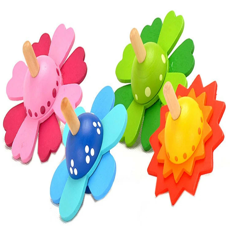 Flower Rotating Gyro Wooden Top Pião de madeira com design floral rotativo. Brinquedo sensorial relaxante para crianças e adultos. Alívio do estresse. — foto 11