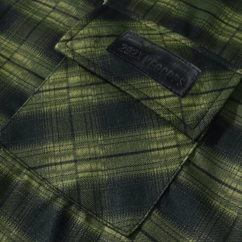 Title 4, Mens Hooded Plaid Shirt, Loose Casual Jacket f...