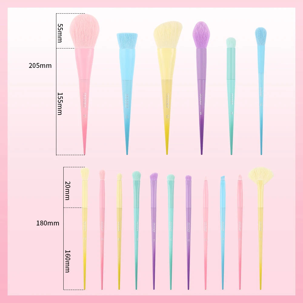 Title 2, Rainbow Color Makeup Brush 17 PCs Macaron Color...