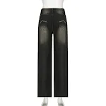 Textured Fabric Washed Loose Slimming Jeans, Distressed Low Waist Pocket Trousers, a comfortable and stylish choice for — photo 2