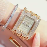 Relógio feminino casual Neue G D Uhr Quartz analógico dourado. Simples e elegante, relógio de quartzo perfeito para uso diário. — foto 4