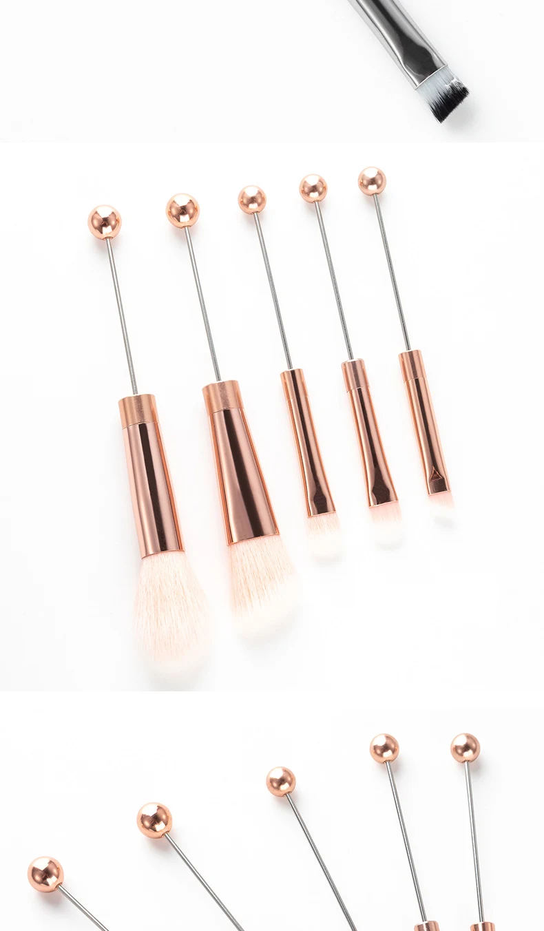 Title 6, Beaded Makeup Brush with Metal Handle for Flawl...