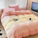 Cream Girl Gradient Color Milk Fiber Four-piece Set, soft and comfortable for a great night's sleep, stylish design. — photo 7