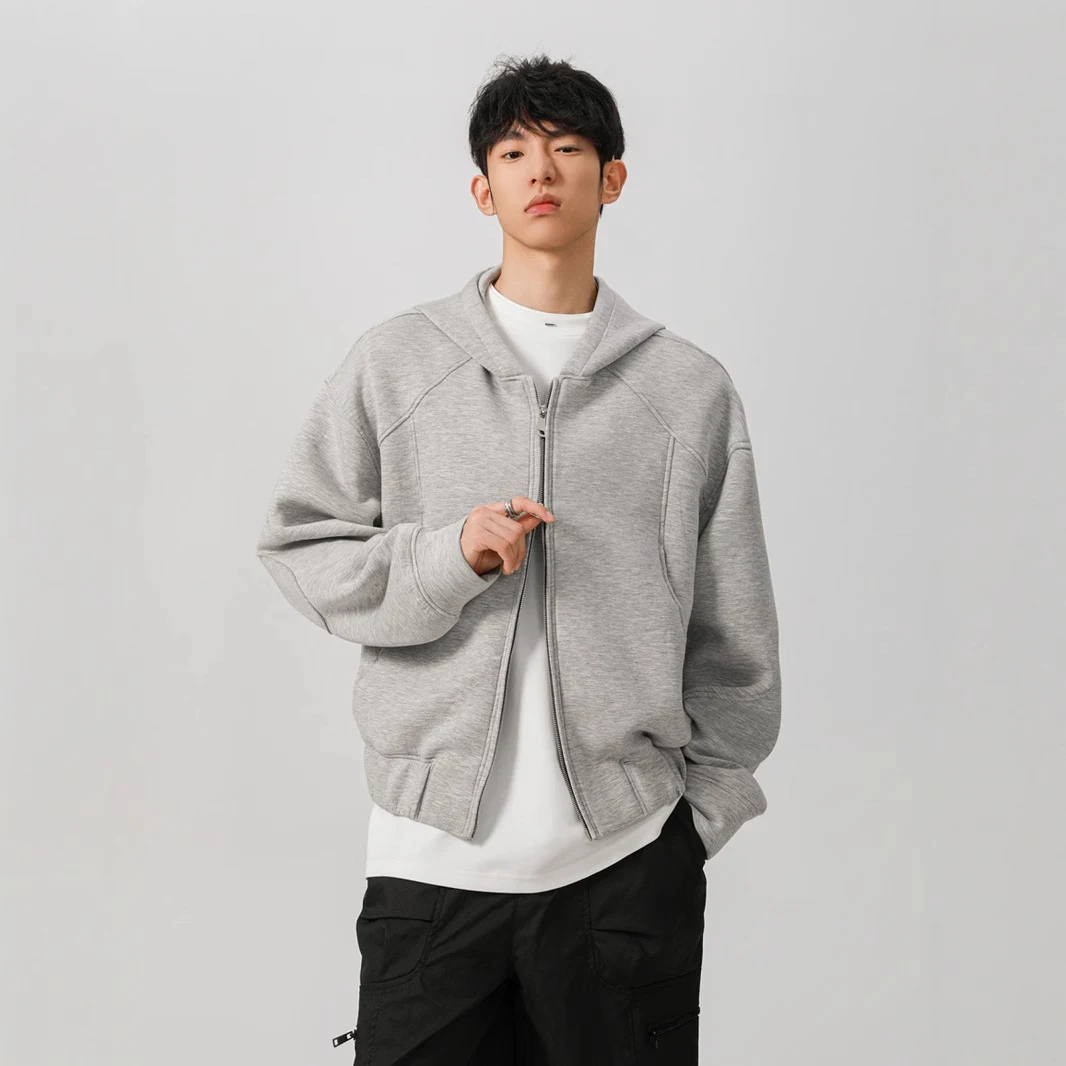 Title 2, American-style Short Hood Double Zipper Cardiga...