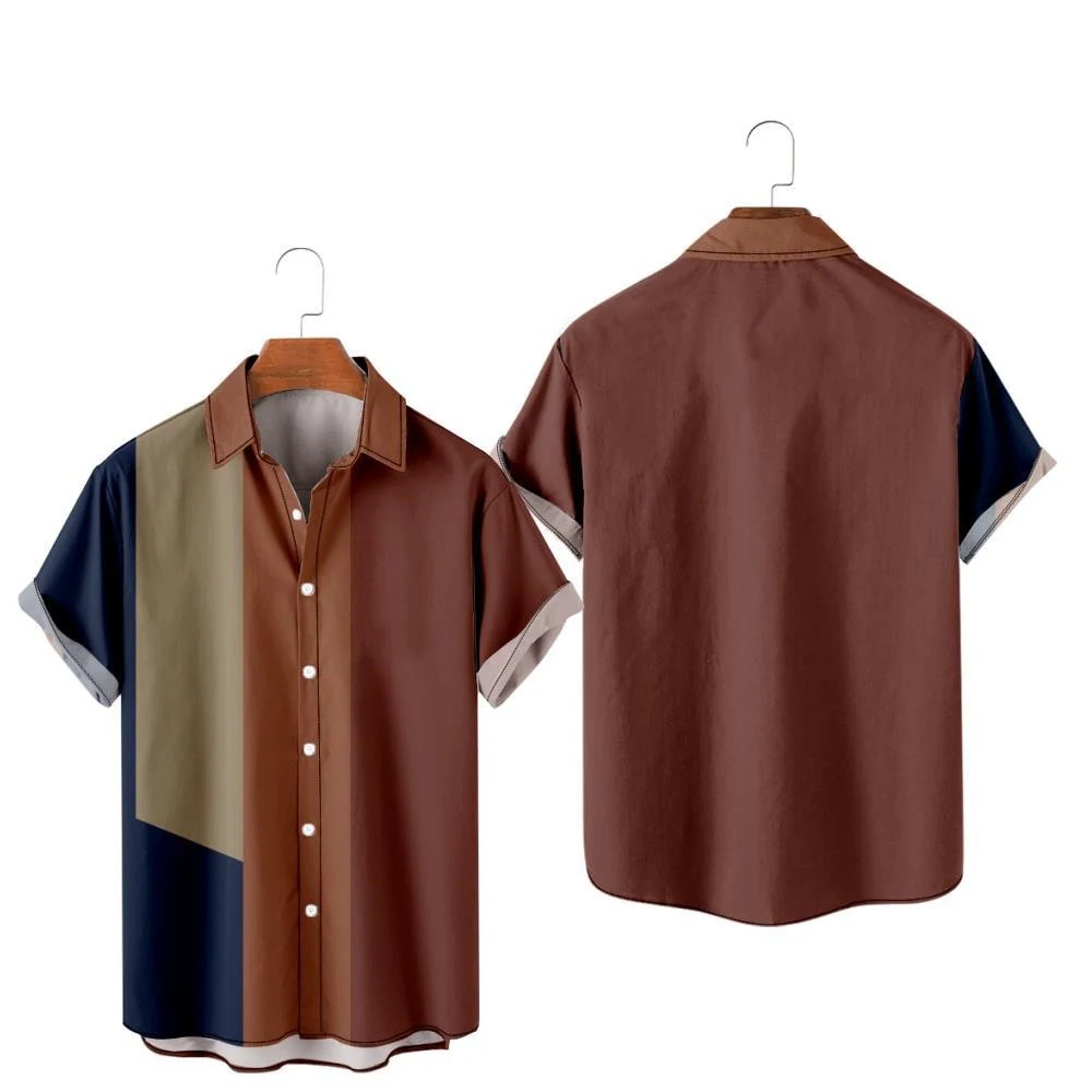 Title 2, Creative Short Sleeve Striped Print Shirt for M...