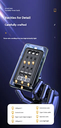 Title 5, Power Bank With Detachable Cable Light Display ...