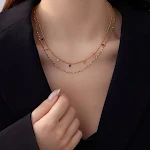 Colar de estrela de diamante de camada dupla para mulheres, um acessório elegante e sofisticado que adiciona brilho e glamour ao seu visual. — foto 2