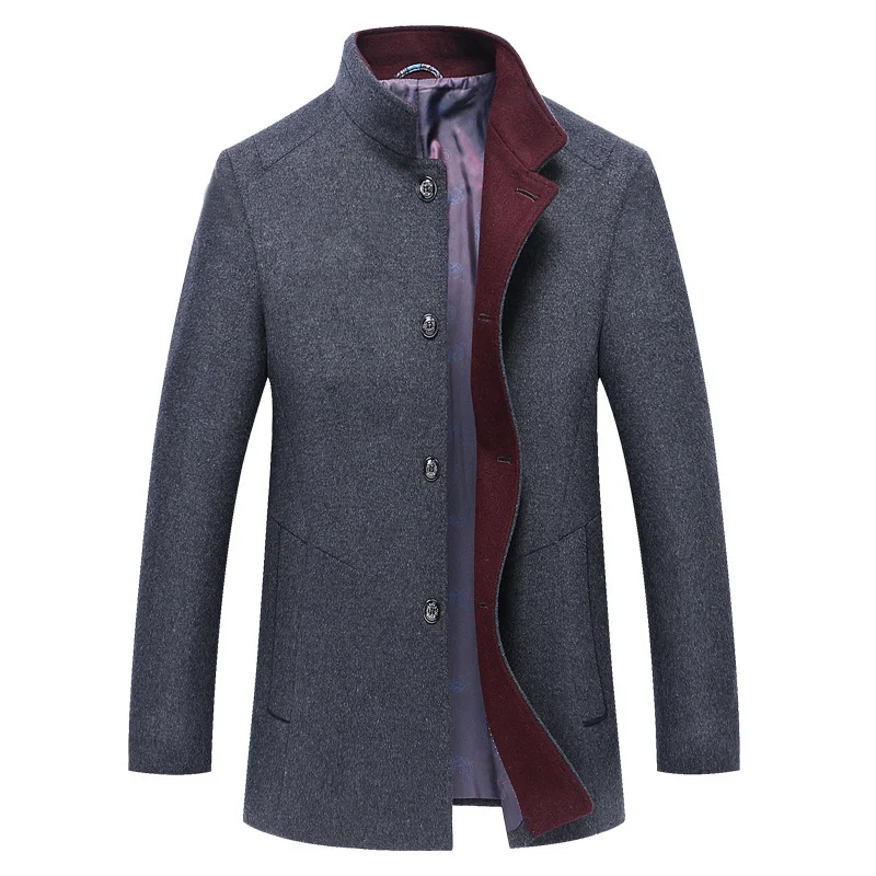 Autumn and Winter New Woolen Coat Slim-fit Youth Mid-length Single-breasted Trench Coat. Stylish and warm, perfect for y — photo 9